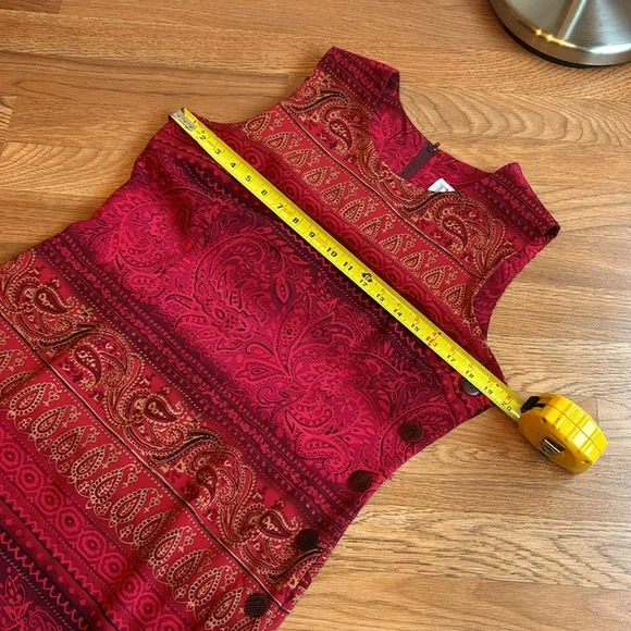 Vintage 1990’s R&K Original vibrant red and dark pink floral dress. Size 10P. - Picture 14 of 17